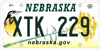 NE license plate XTK229