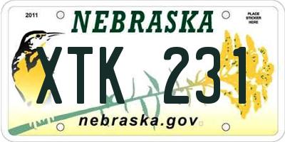 NE license plate XTK231