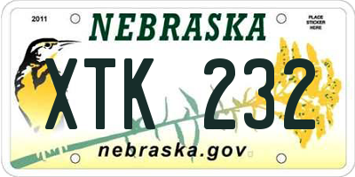 NE license plate XTK232