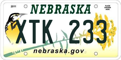NE license plate XTK233