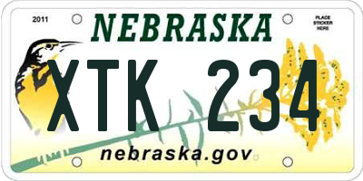 NE license plate XTK234