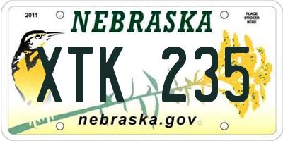 NE license plate XTK235