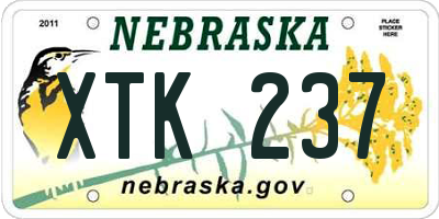 NE license plate XTK237