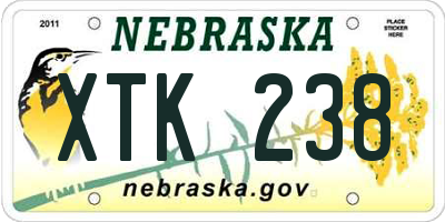 NE license plate XTK238