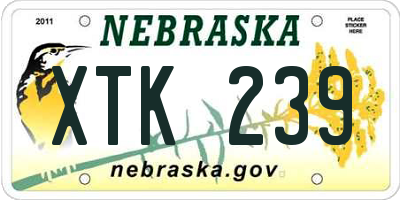 NE license plate XTK239