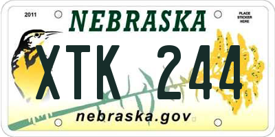 NE license plate XTK244