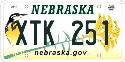 NE license plate XTK251