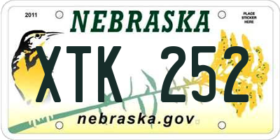NE license plate XTK252