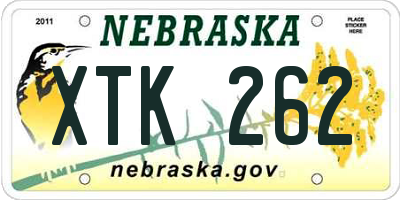 NE license plate XTK262