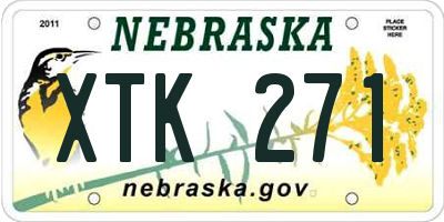 NE license plate XTK271