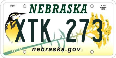 NE license plate XTK273