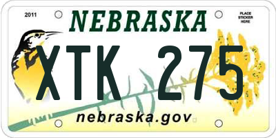NE license plate XTK275