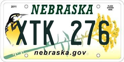 NE license plate XTK276