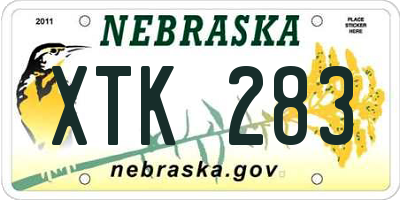 NE license plate XTK283