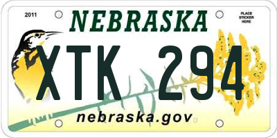 NE license plate XTK294