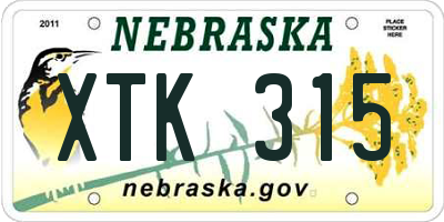NE license plate XTK315