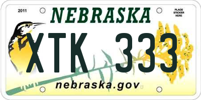 NE license plate XTK333