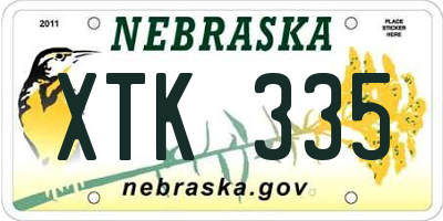 NE license plate XTK335