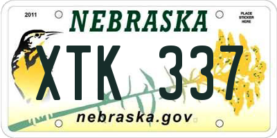 NE license plate XTK337