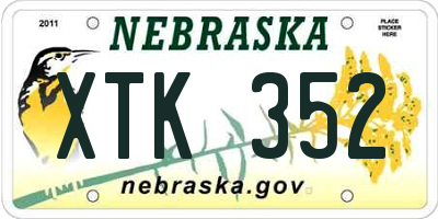 NE license plate XTK352