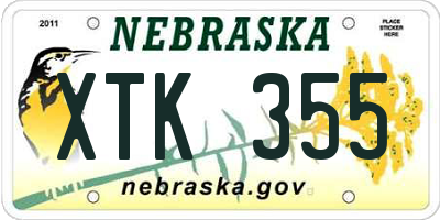 NE license plate XTK355