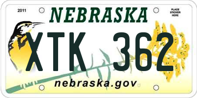 NE license plate XTK362