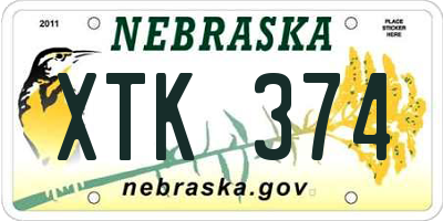 NE license plate XTK374