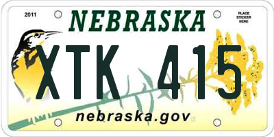 NE license plate XTK415