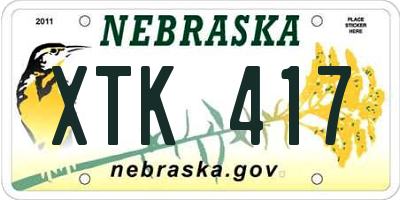 NE license plate XTK417