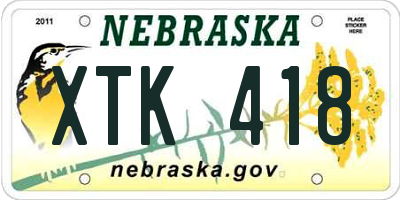 NE license plate XTK418
