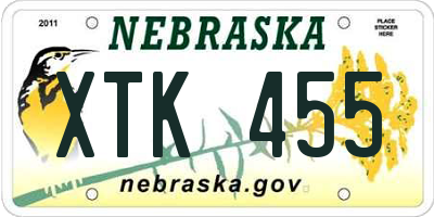 NE license plate XTK455