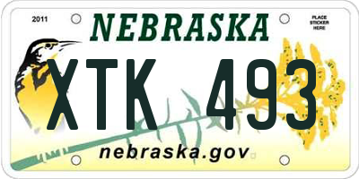 NE license plate XTK493
