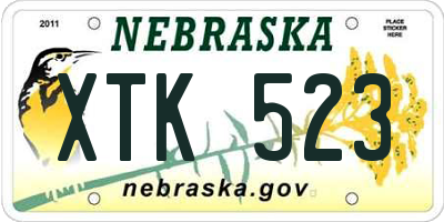 NE license plate XTK523