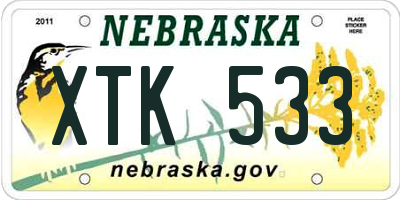 NE license plate XTK533