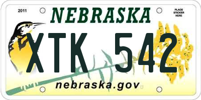 NE license plate XTK542