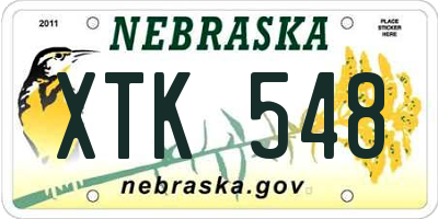 NE license plate XTK548
