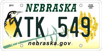 NE license plate XTK549