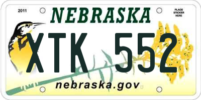 NE license plate XTK552