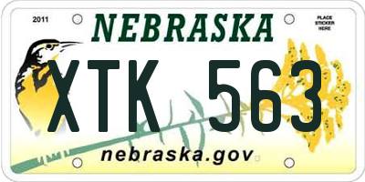 NE license plate XTK563