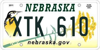 NE license plate XTK610