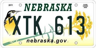 NE license plate XTK613