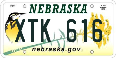 NE license plate XTK616