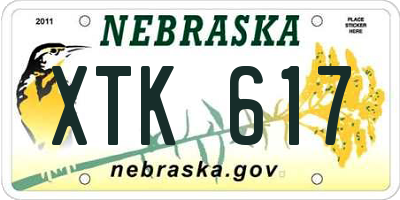 NE license plate XTK617