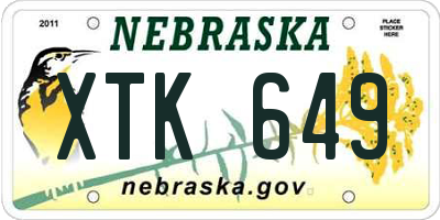 NE license plate XTK649