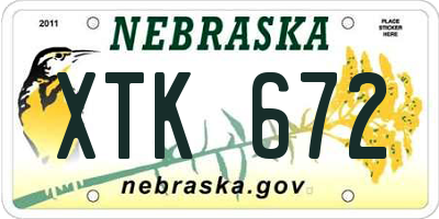 NE license plate XTK672