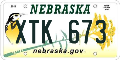 NE license plate XTK673