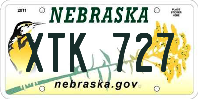 NE license plate XTK727