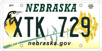NE license plate XTK729