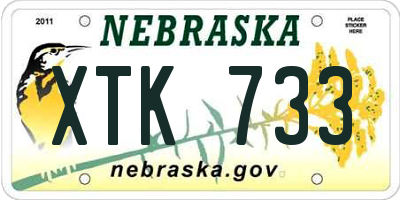 NE license plate XTK733