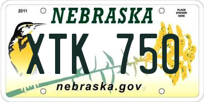 NE license plate XTK750